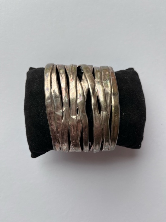 Jewelry - 925 Sterling Silver Israel Wide Cuff Brutalist Ribbons Bracelet